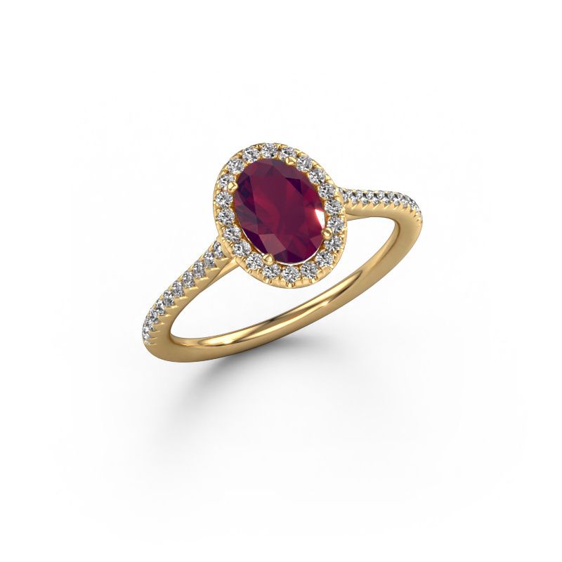 Engagement ring Seline ovl 2 585 gold rhodolite 7x5 mm