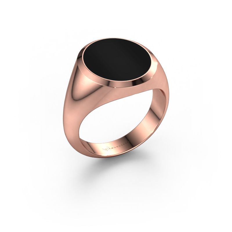 Signet ring Herman 5 585 rose gold onyx 15x13 mm