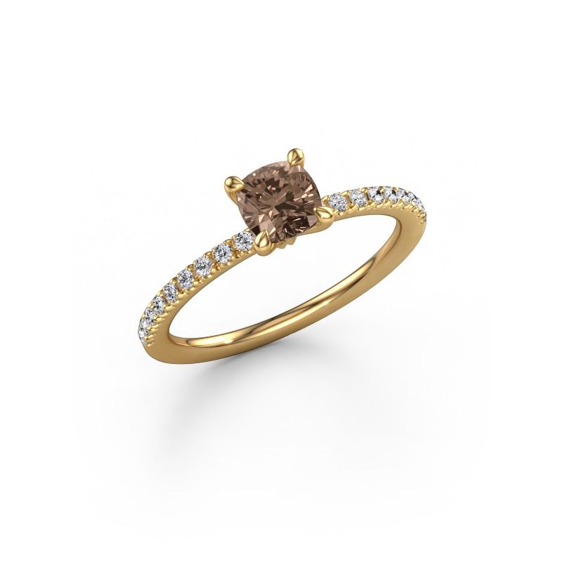 Bague de fiançailles Crystal CUS 2 585 or jaune diamant brun 0.880 crt