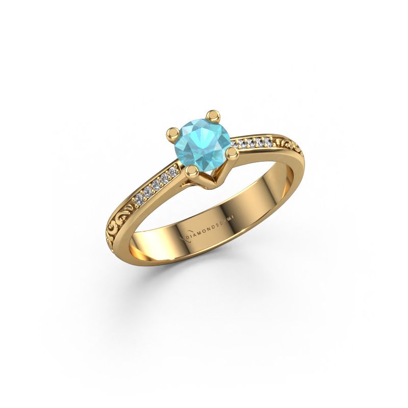 Verlovingsring Mei 585 goud blauw topaas 4.7 mm