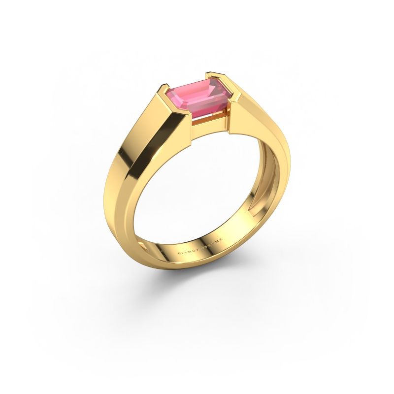 Men's ring Rick 585 gold tourmaline pink 7x5 mm