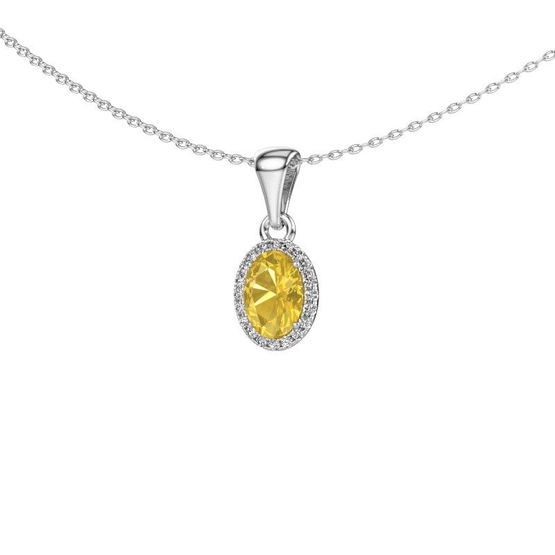 Anhänger Seline ovl 585 Weißgold Gelb Saphir 7x5 mm