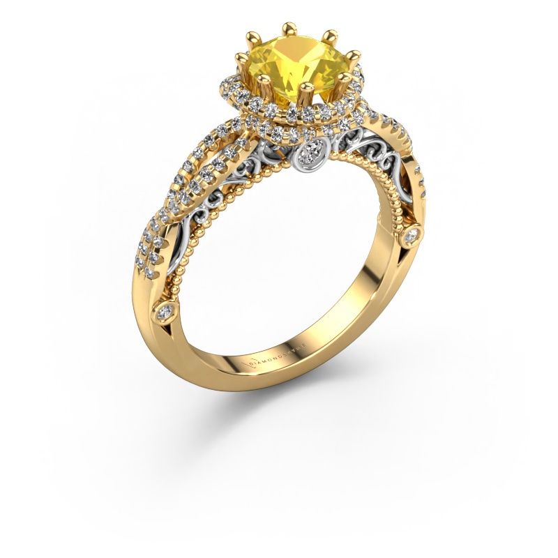 Engagement ring Lysanne 585 gold yellow sapphire 6.5 mm