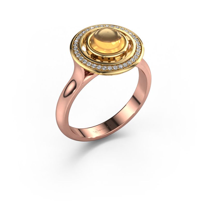 Bague Salima 585 or rose citrine 6 mm