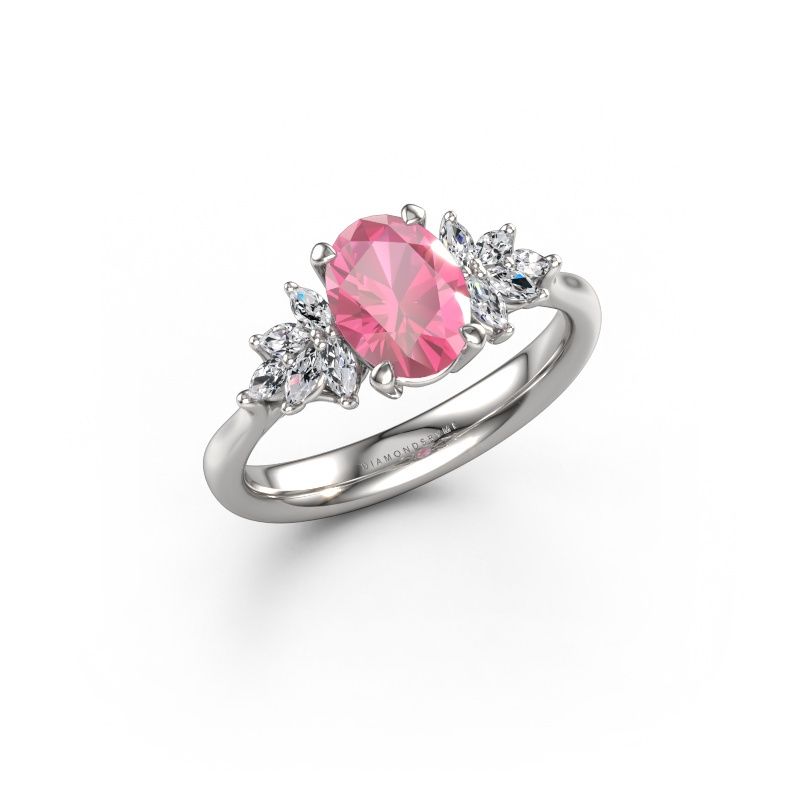 Engagement ring Fiona OVL 950 platinum pink sapphire 8x6 mm
