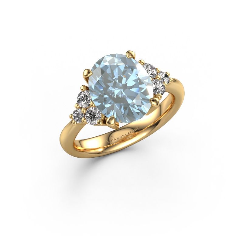 Engagement ring Aleida OVL 1 585 gold blue lab grown diamond 9x7 mm
