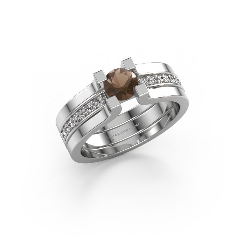 Verlobungsring Myrthe 950 Platin Rauchquarz 5 mm