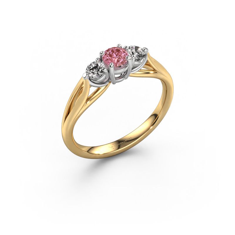 Engagement ring Amie RND 585 gold pink lab grown diamond 4.2 mm