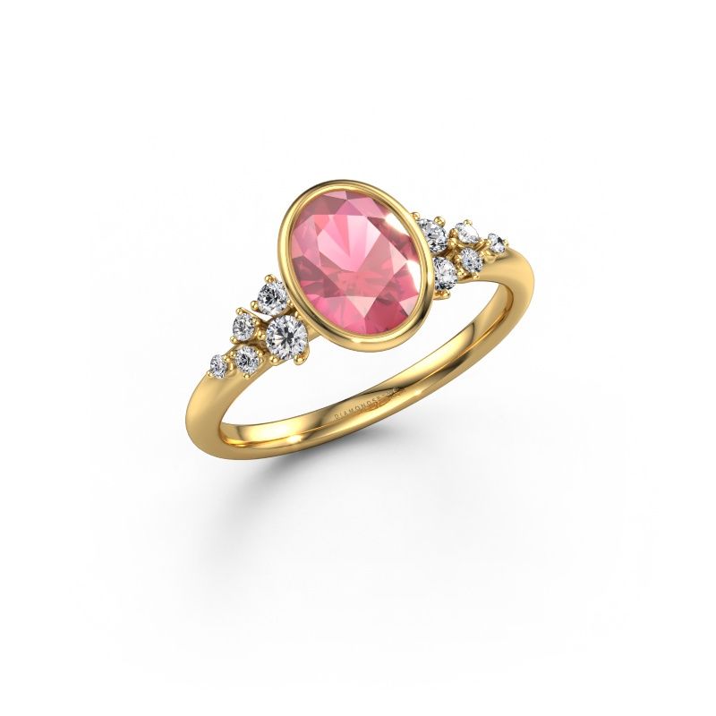 Engagement ring Aliyah OVL 585 gold tourmaline pink 8x6 mm