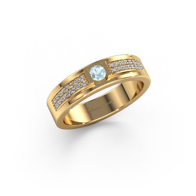 Bague Mable 585 or jaune aigue-marine 3 mm