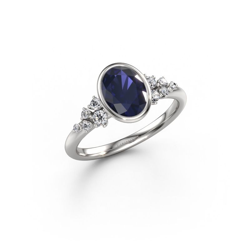 Verlovingsring Aliyah OVL 950 platina saffier 8x6 mm
