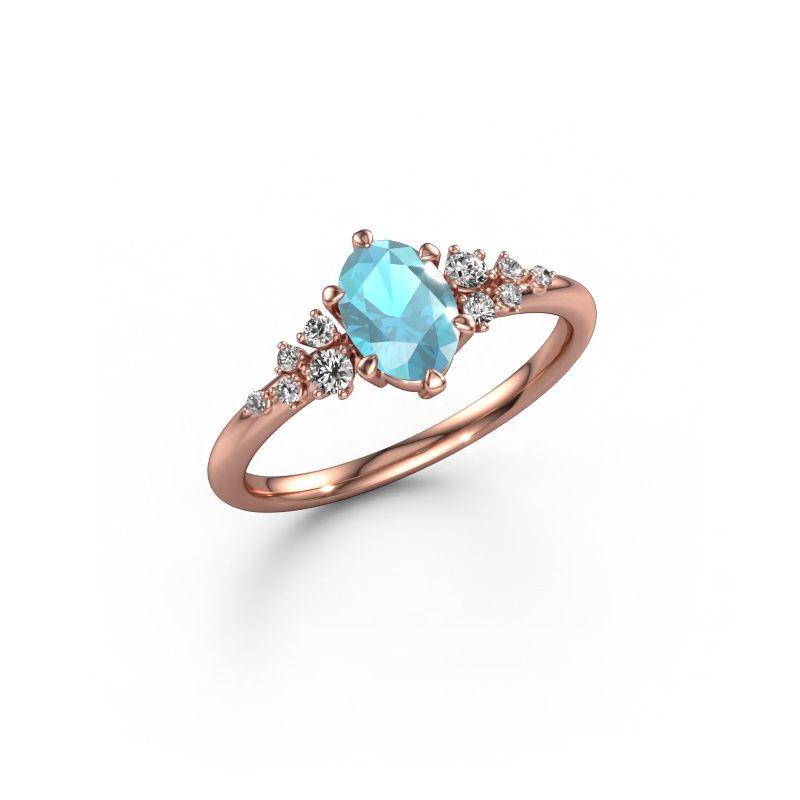Ring Royce OVL 585 rose gold blue topaz 7x5 mm