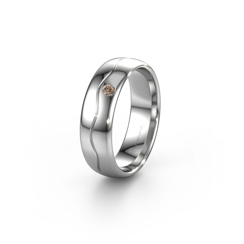 Trouwring WH0701L36AP 950 platina bruine diamant ±6x1.7 mm