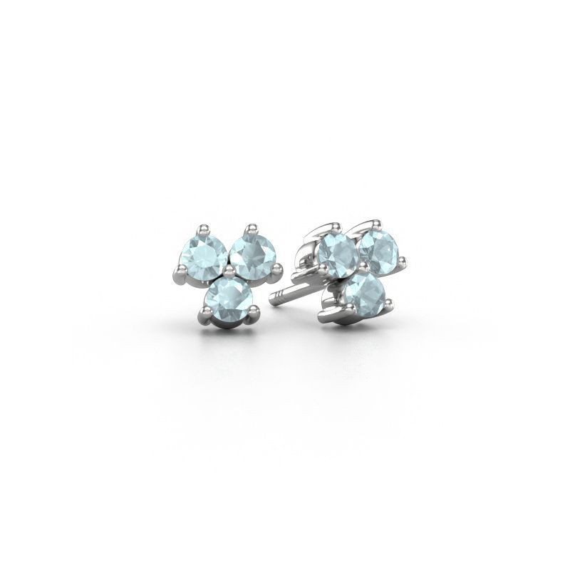 Clous d'oreilles Shirlee 950 platine aigue-marine 3 mm