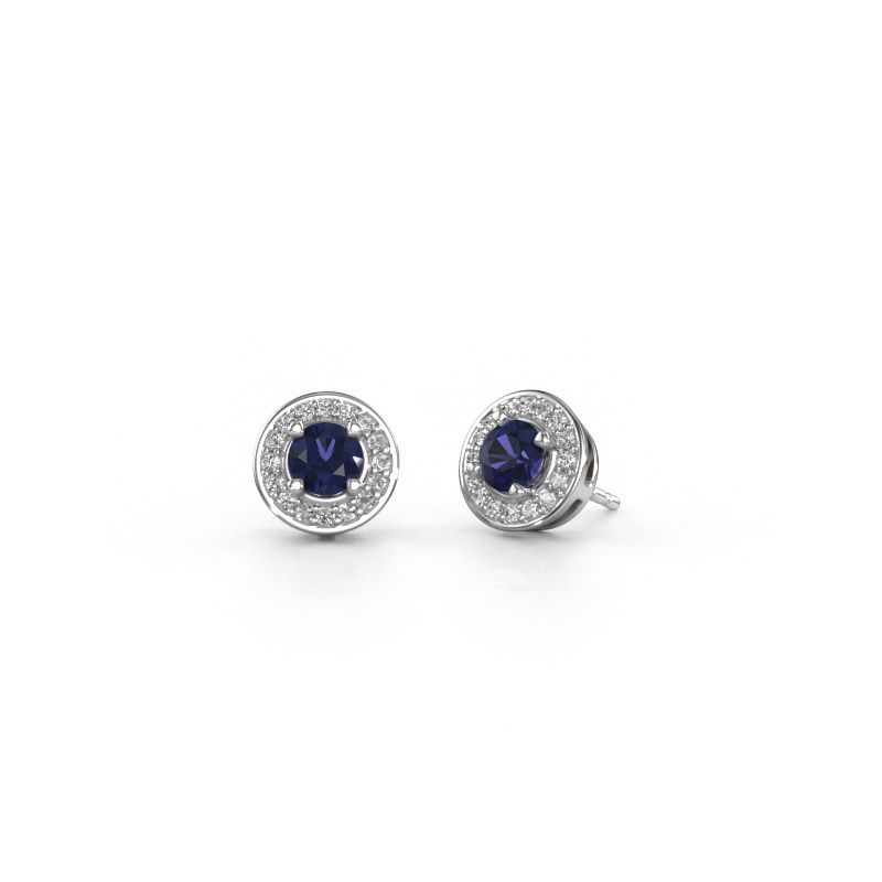 Stud earrings Agaat 585 white gold sapphire 5 mm