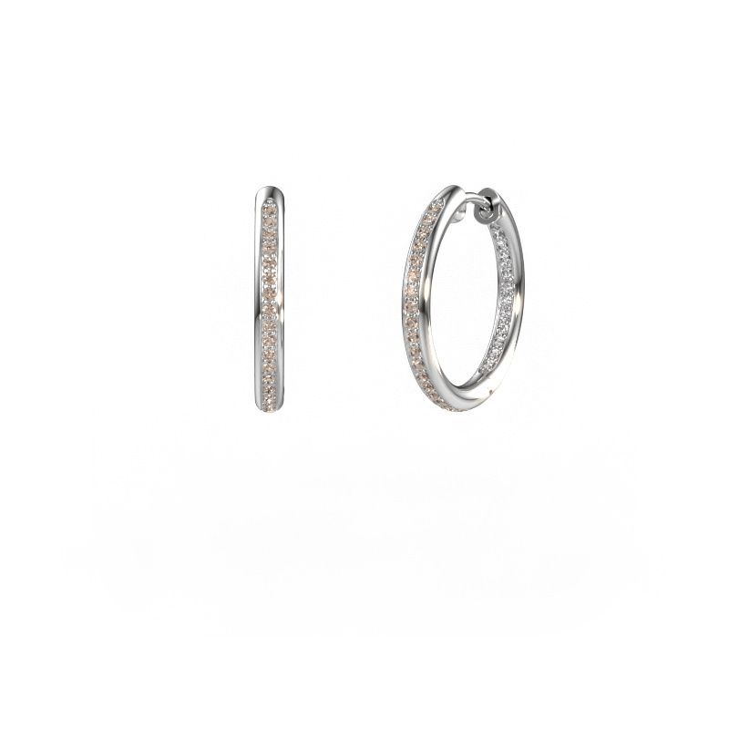 Hoop earrings Sina 15mm 585 white gold brown diamond 0.402 crt
