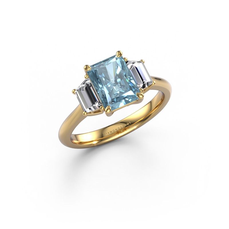 Engagement ring Maggie RAD 585 gold blue lab grown diamond 8x6 mm