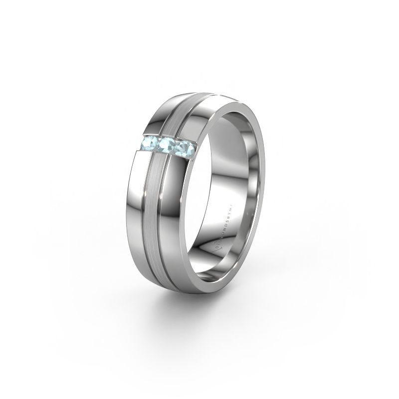 Trouwring WH0426L26A 950 platina aquamarijn ±6x1.7 mm