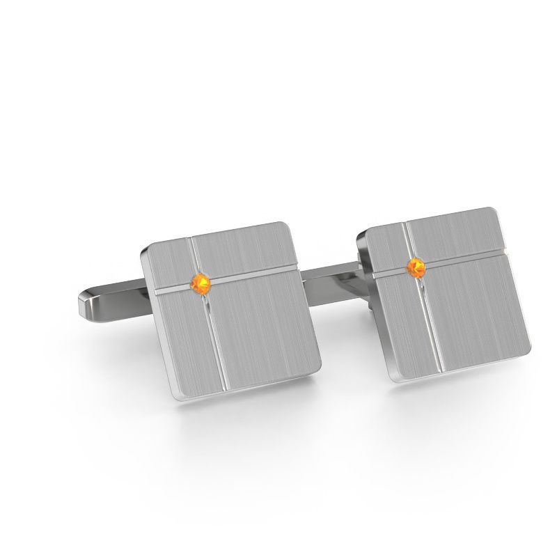 Manchetknopen Hilco 585 witgoud citrien 2 mm