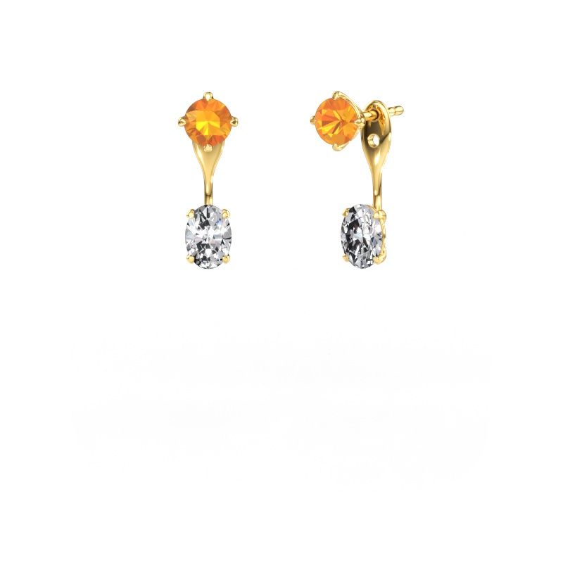 Drop earrings Kate RND-OVL 585 gold citrin 5 mm