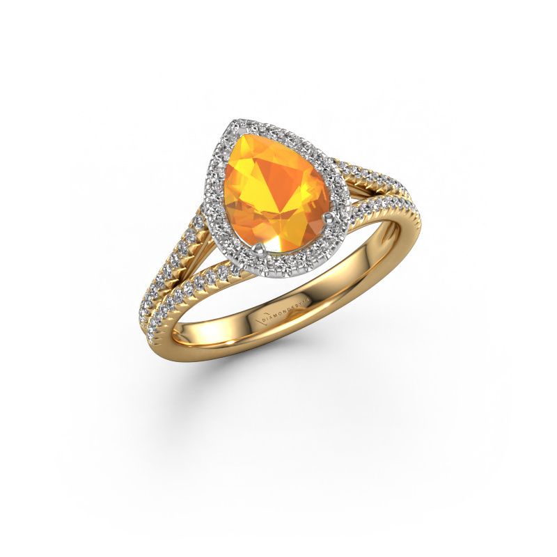Bague de fiançailles Verla pear 2 585 or jaune citrine 8x6 mm