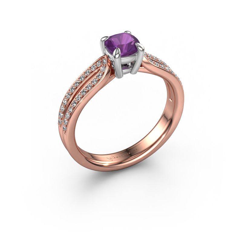 Verlovingsring Antonia cus 2 585 rosé goud amethist 5 mm