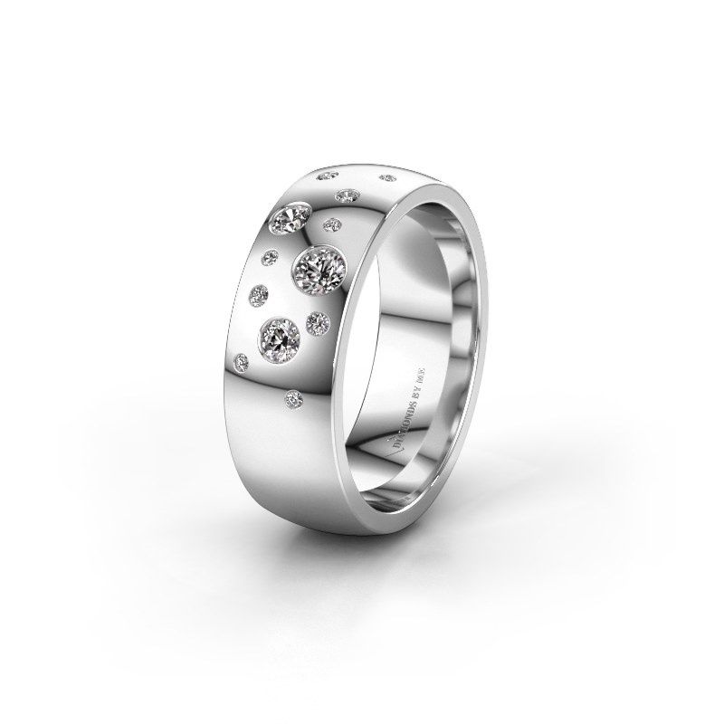 Afbeelding van Trouwring WH0141L26BP 585 witgoud diamant ±7x2 mm