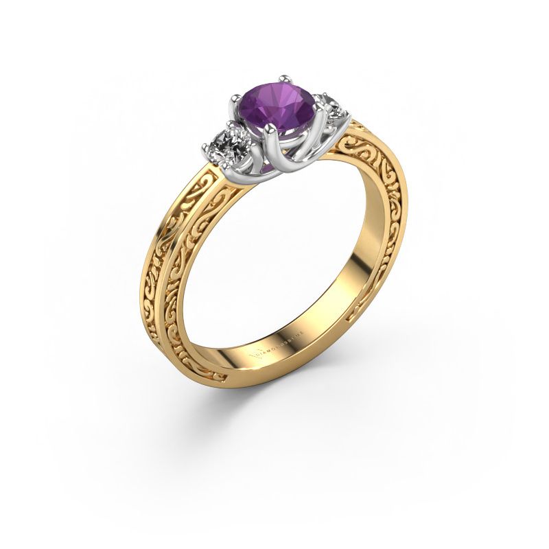 Bague de fiançailles Betty 1 585 or jaune améthyste 5 mm