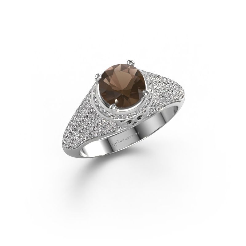Ring Sharee 585 witgoud rookkwarts 6.5 mm