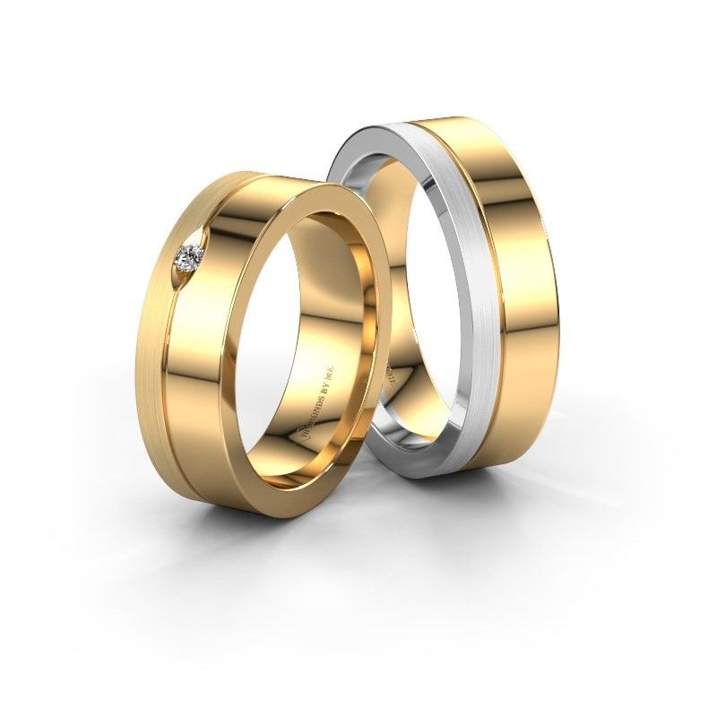 Image of Wedding rings set WH0329LM16BPM ±6x2 mm 14 Carat white gold diamond 0.03 crt