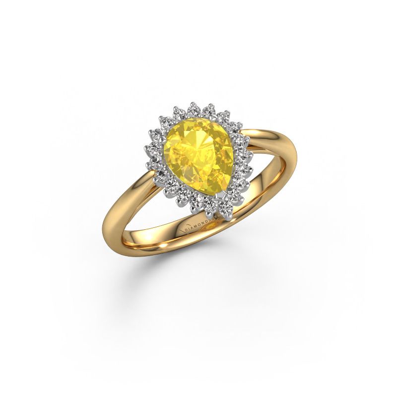 Verlovingsring Tilly per 1 585 goud gele saffier 8x6 mm