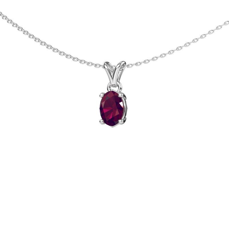 Pendant Lucy 1 585 white gold rhodolite 7x5 mm