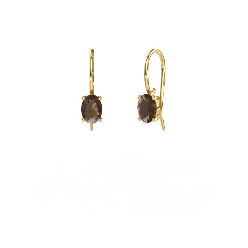 Pendants d'oreilles Cleo OVL 585 or jaune quartz fumé 7x5 mm