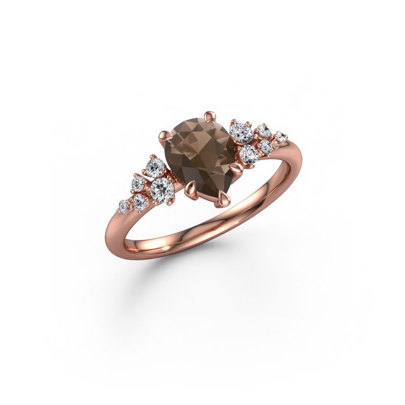 Bague de fiançailles Royce PER 585 or rose quartz fumé 8x6 mm
