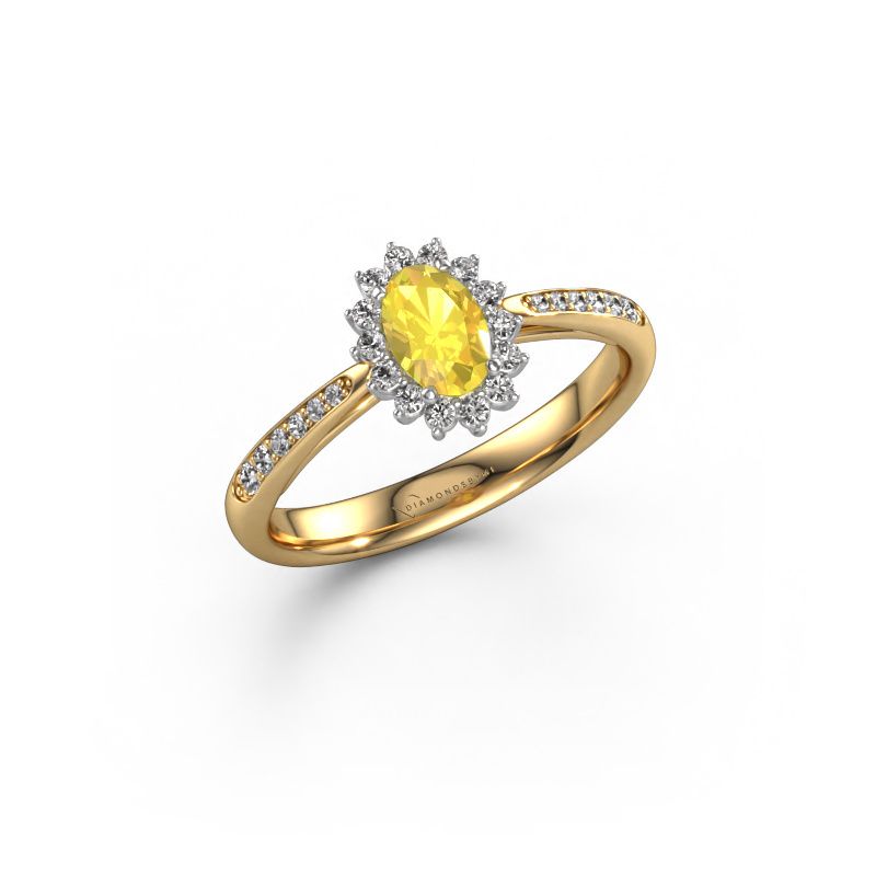 Verlobungsring Tilly ovl 2 585 Gold Gelb Saphir 7x5 mm