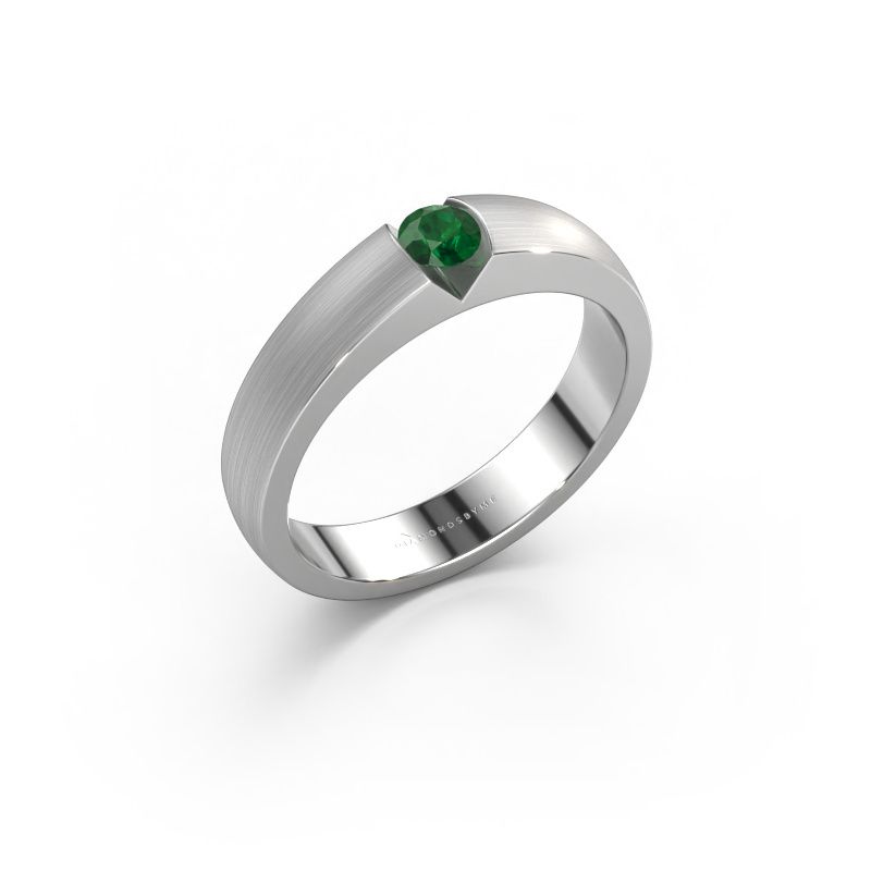 Engagement ring Theresia 585 white gold emerald 3.4 mm
