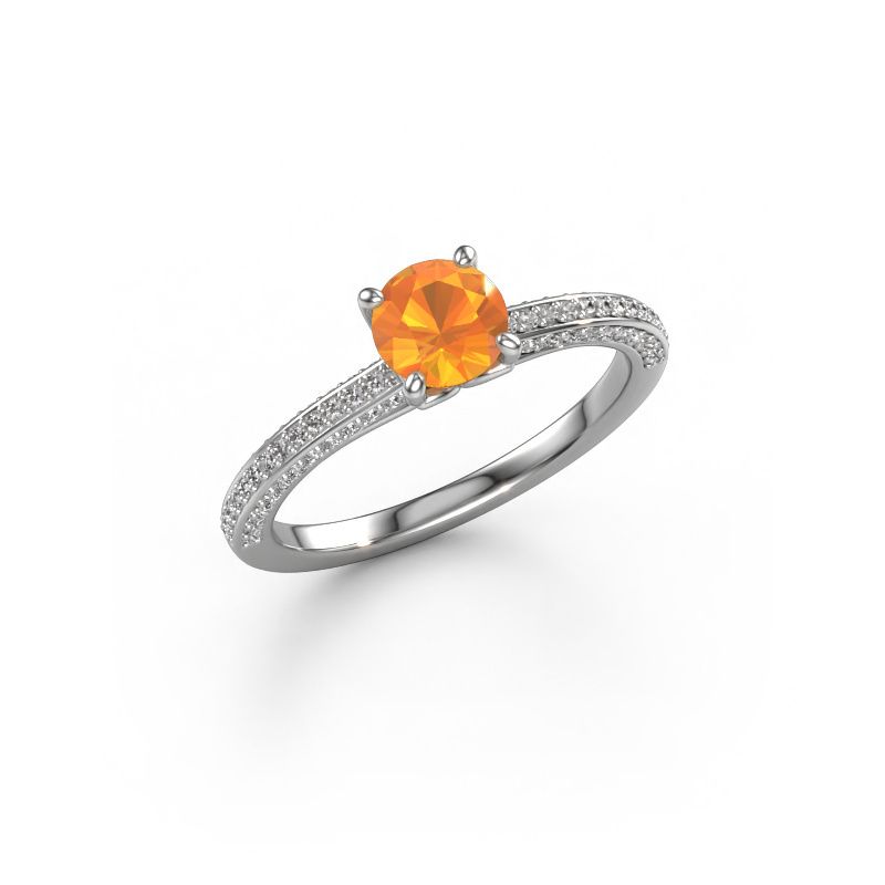 Bague de fiançailles Elenore rnd 950 platine citrine 5.4 mm