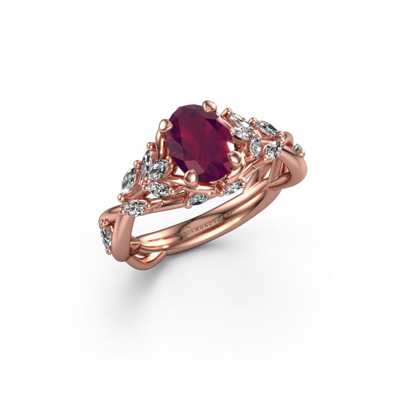 Engagement ring Samantha OVL 585 rose gold rhodolite 7,5x5,5 mm