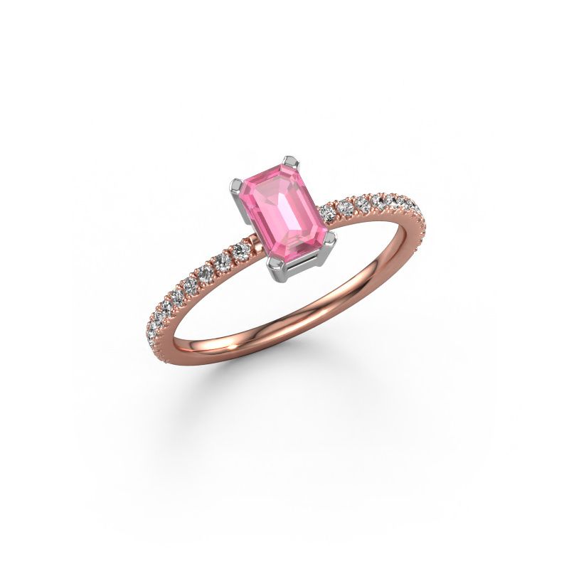 Engagement ring Denita 2 EME 585 rose gold pink sapphire 6x4 mm