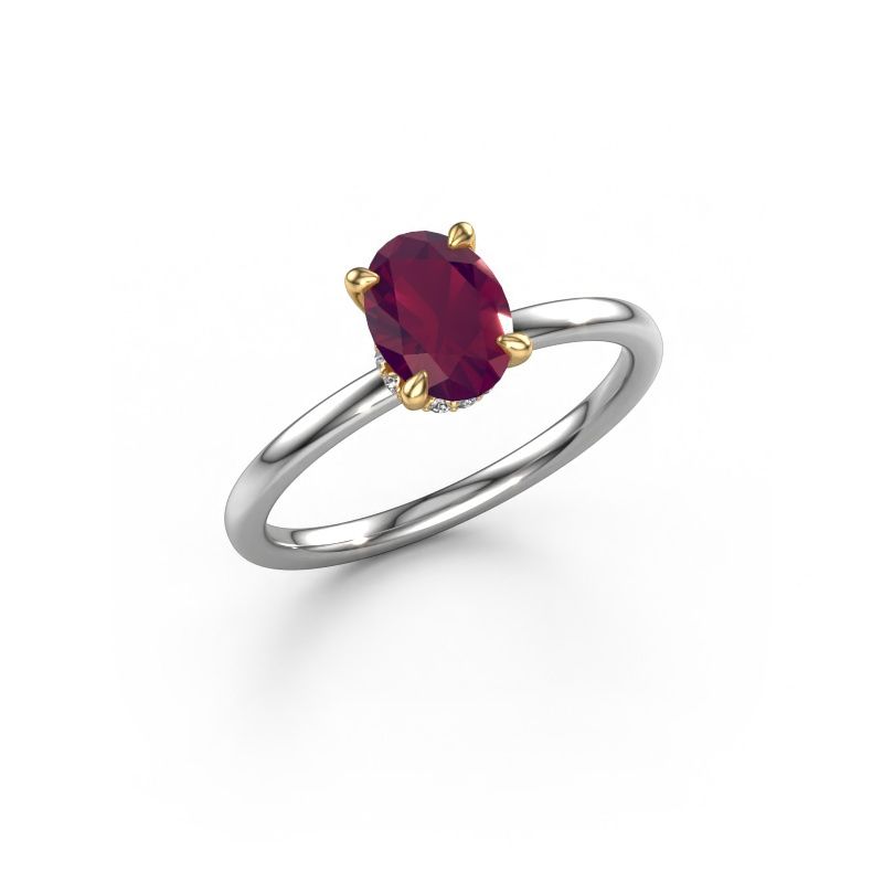 Engagement ring Crystal OVL 3 585 white gold rhodolite 7,5x5,5 mm
