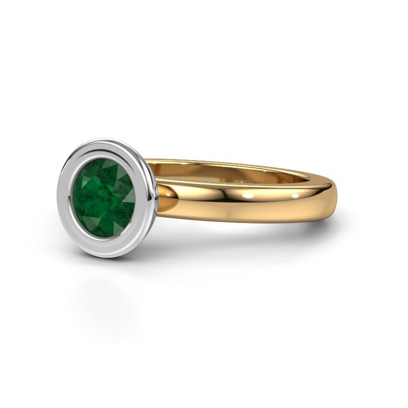 Image of Stacking ring Eloise Round 585 gold emerald 6 mm