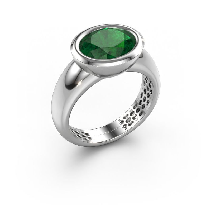 Ring Evelyne 585 white gold emerald 10x8 mm