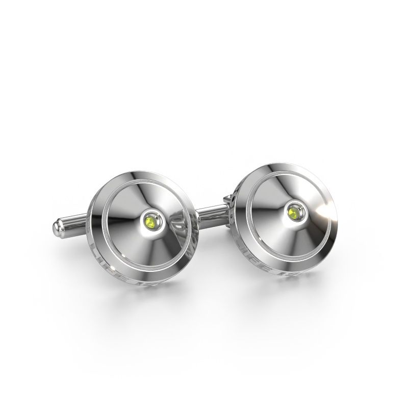 Manschettenknöpfe Demian 585 Weißgold Peridot 2.2 mm