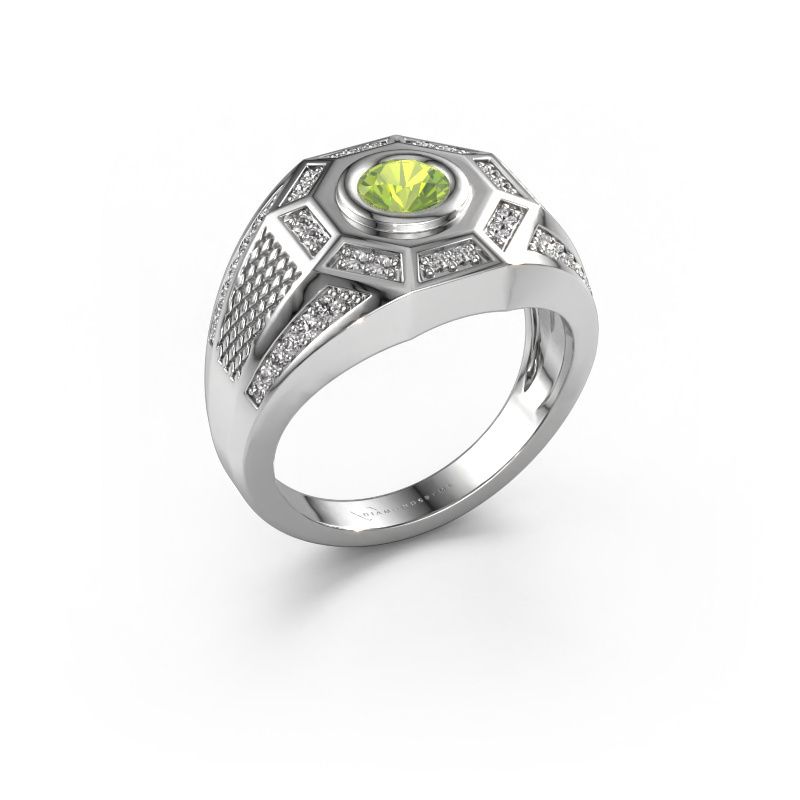 Bague pour homme Enzo 950 platine péridot 5 mm