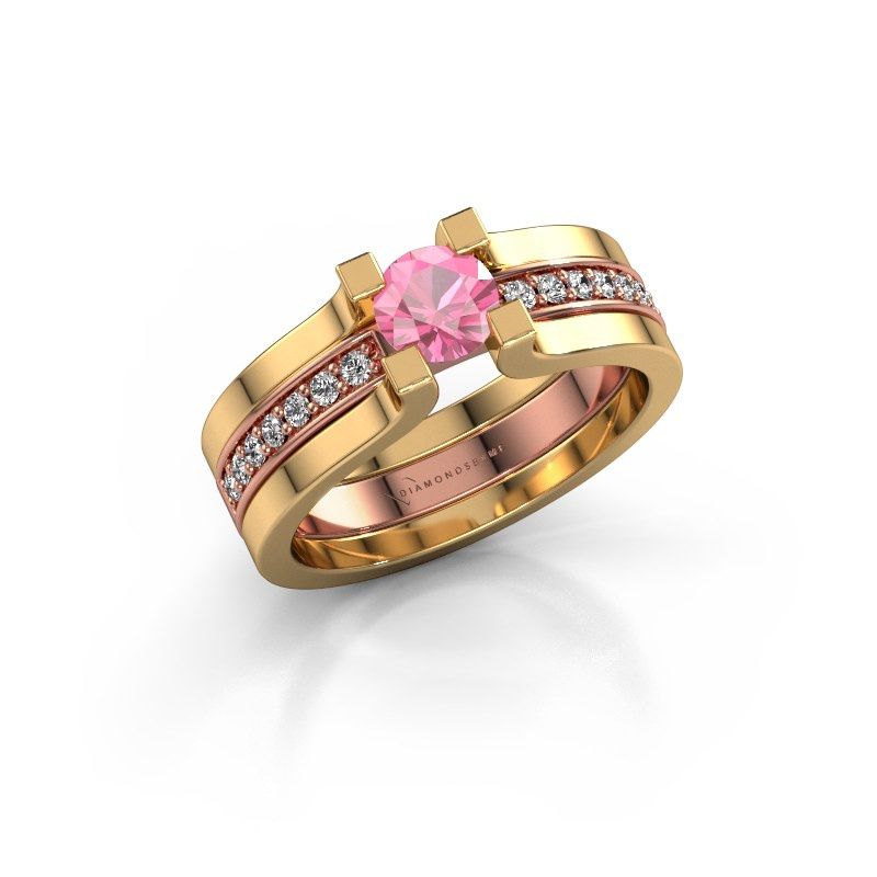 Image of Engagement ring Myrthe<br/>585 rose gold<br/>Pink sapphire 5 mm