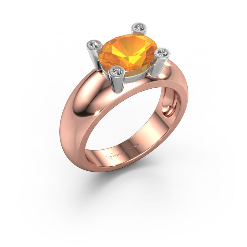 Ring Tamara OVL 585 rosé goud citrien 9x7 mm