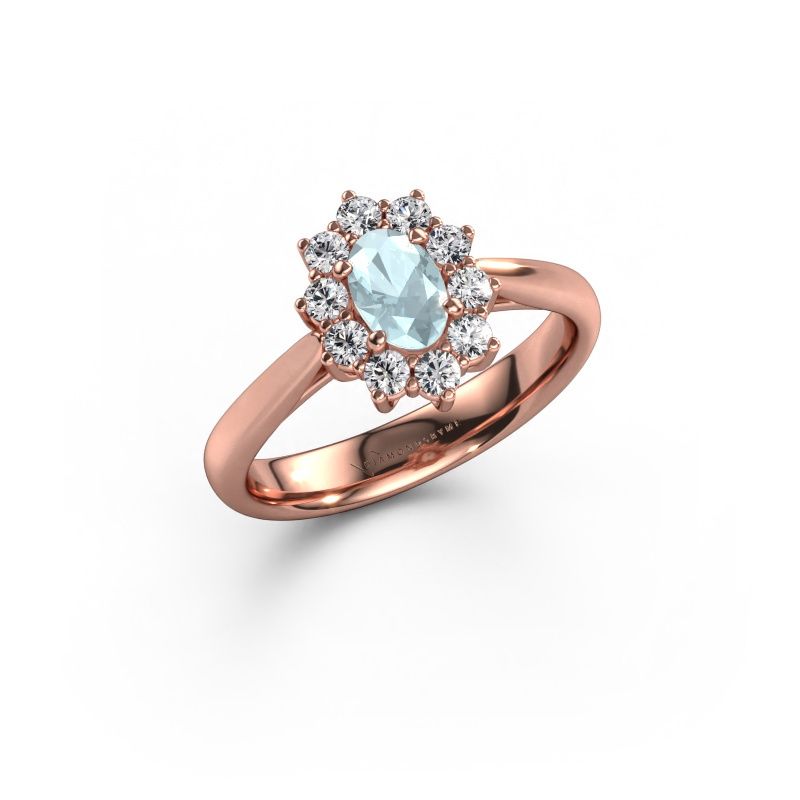 Verlobungsring Leesa 1 express 585 Roségold Aquamarin 6x4 mm