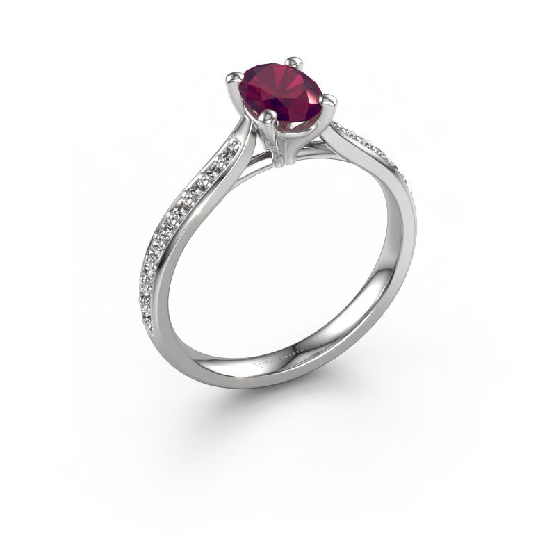Bague de fiançailles Mignon OVL 2 585 or blanc rhodolite 7x5 mm