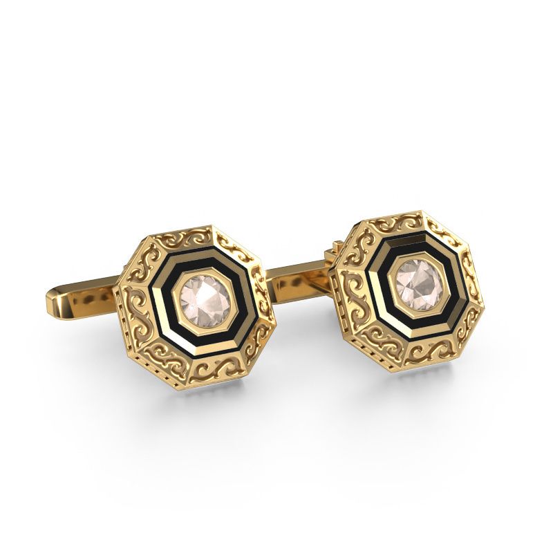 Cufflinks Dion 585 gold morganite champagne 5 mm