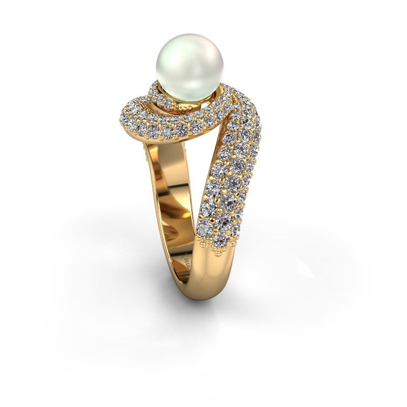 Image de Bague Klasina<br/>585 or jaune<br/>Perle blanche 7 mm